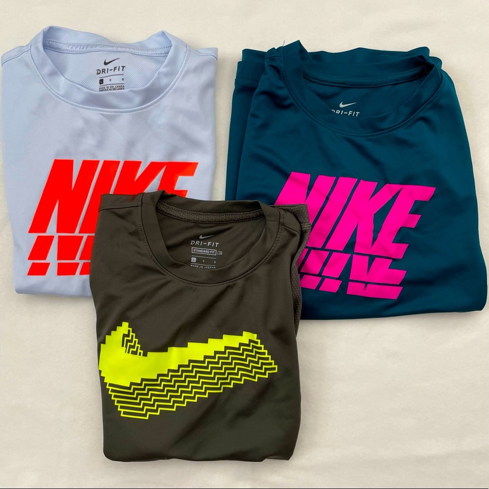 NIKE, Dri-fit boys athletic shirts, lot of 3, size L